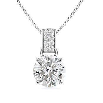 1.65 Carats Round Solitaire Real Diamond Pendant White Gold Fine Jewelry