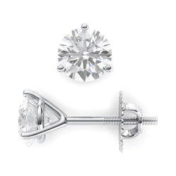 1.65 Carats Solitaire Round Real Natural Earth Mined Diamond Stud Earring White Gold 14K