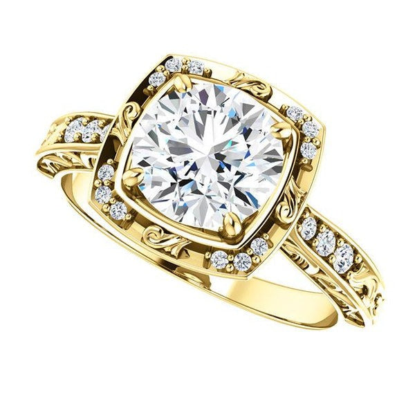 1.65 Ct. Round Brilliant Real Diamonds Anniversary Ring Jewelry - Halo Ring-harrychadent.ca