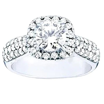 1.70 Carat Natural Diamond Ring With Accents White Gold 14K