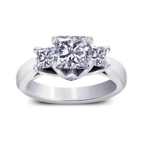 1.70 Carat Three Stone Style Princess Natural Diamond Anniversary Ring New