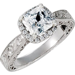 1.70 Carats Cushion Real Natural Earth Mined Diamond Engagement Halo Ring Solid White Gold 14K