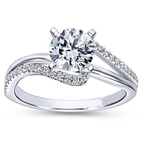 1.70 Carats Sparkling Real Diamond Ring With Accents 14K White Gold New