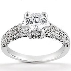 1.70 Ct Real Diamond Solitaire With Accents Gold Engagement Ring