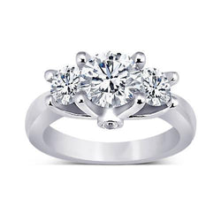 1.71 Ct. Round Genuine Diamonds 3 Stone Anniversary Ring White Gold Jewelry