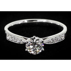 1.75 Carats Round Genuine Natural Earth Mined Diamond Engagement Ring White Gold 14K