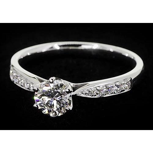 1.75 Carats Round Genuine Diamond Engagement Ring White Gold 