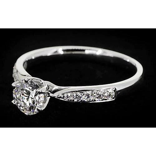 1.75 Carats Round Genuine Diamond Engagement Ring 