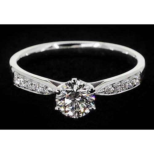 1.75 Carats Round Genuine Diamond Engagement Ring White Gold 14K