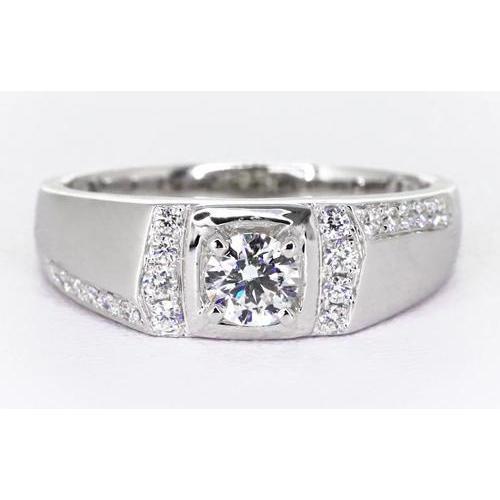 1.75 Carats Round Natural Diamond Anniversary Ring White Gold 14K