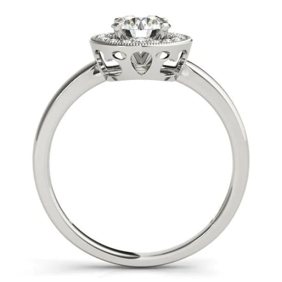 1.75 Carats Round Natural Diamond Halo Anniversary Ring White Gold 