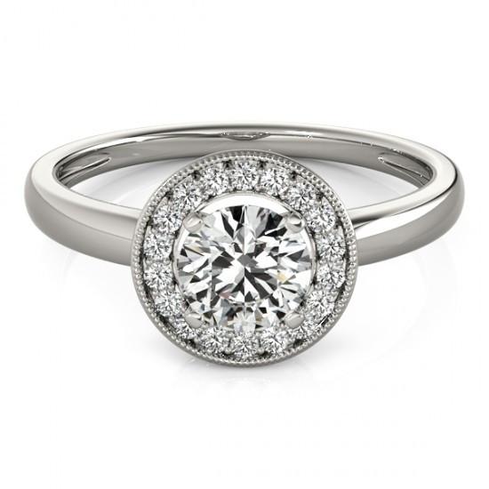 1.75 Carats Round Natural Diamond Halo Anniversary Ring 14K