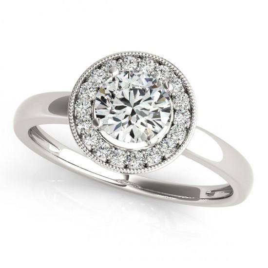 1.75 Carats Round Natural Diamond Halo Anniversary Ring White Gold 14K