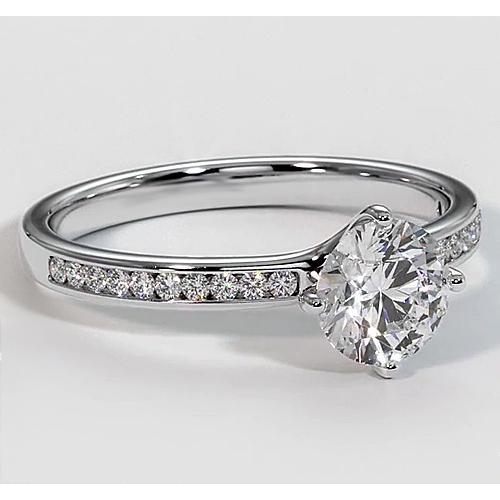 1.75 Carats White Gold Real Diamond Engagement Ring 