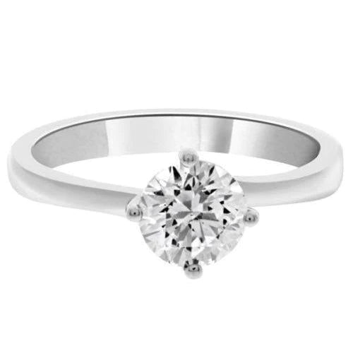 1.75 Carats Women Solitaire Round Real Diamond Engagement Ring White Gold