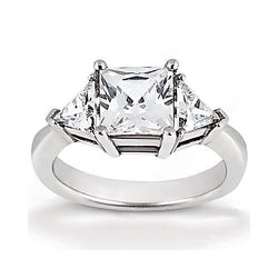 1.75 Ct. Princess Cut Genuine Diamond Three Stone Ring