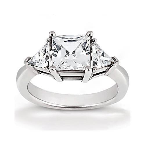 1.75 Ct. Princess Cut Genuine Diamond Three Stone Ring