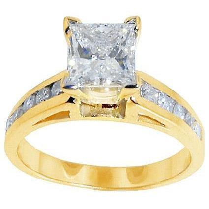 1.75 Ct. Princess Cut Real Diamond Anniversary Yellow Gold Ring
