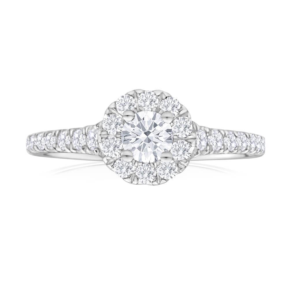 1.75 Ct Brilliant Cut Real Diamond Halo Engagement Ring 14K White Gold