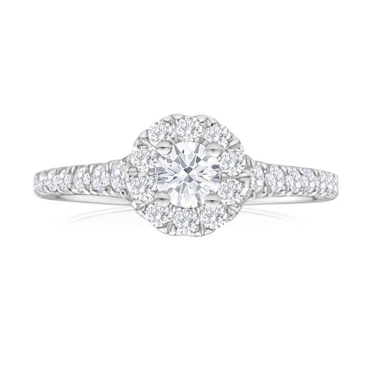 1.75 Ct Brilliant Cut Real Diamond Halo Engagement Ring 14K White Gold