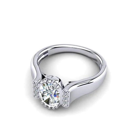 1.75 Ct Oval And Round Cut Real Diamonds Ring White Gold 14K