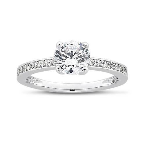 1.75 Ct Round Genuine Diamond White Gold Solitaire With Accents Ring
