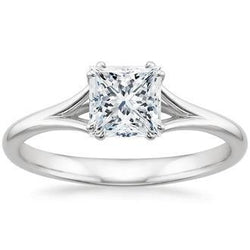 1.75 Ct Solitaire Princess Cut Real Natural Earth Mined Diamond Anniversary Ring White Gold 14K