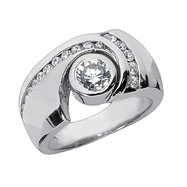 1.76 Carat Round Genuine Diamond Ring With Accents White Gold 14K