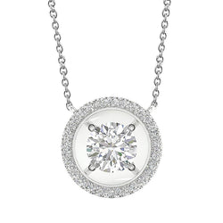 1.80 Carats Genuine Diamonds Circle Pendant Necklace With Chain White Gold