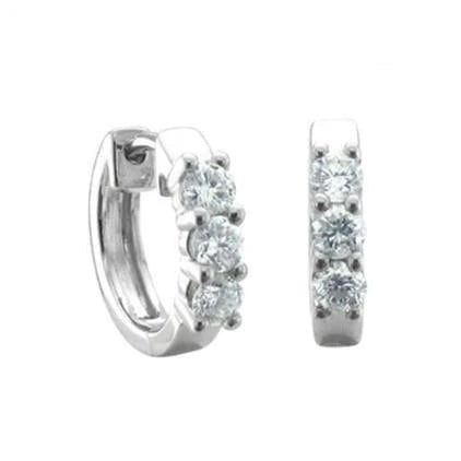 1.80 Carats Round Cut Real Diamond Hoop Women Earrings 14K White Gold