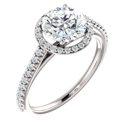 1.85 Carat Genuine Round Diamond Halo Ring White Gold 14K