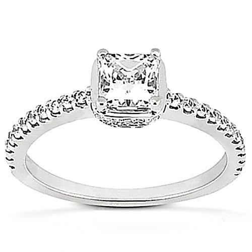 1.85 Carats Hidden Halo Real Diamonds Gold Engagement Ring With Accents