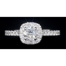 1.85 Carats Natural Earth Mined Diamond Halo Setting Engagement Ring White Gold 14K