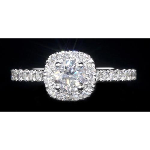 1.85 Carats Natural Diamond Halo Setting Engagement Ring White Gold 14K