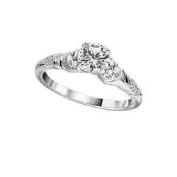 1.85 Carats Real Round Cut Diamond Antique Style Engagement Ring White Gold