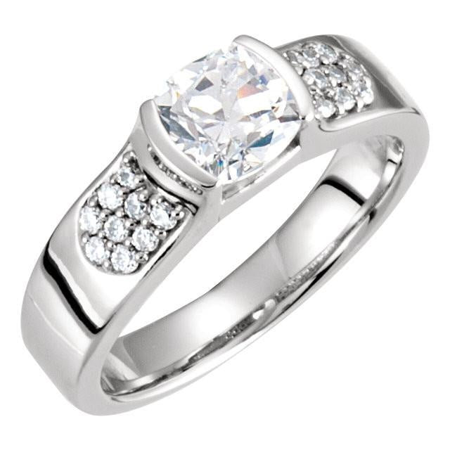 1.85 Carats Round Real Brilliant Diamond Ring With Accents White Gold 14K