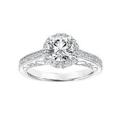 1.86 Ct Genuine Diamond Antique Style Wedding Halo Ring White Gold