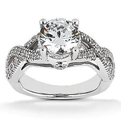 1.87 Carats Genuine Natural Earth Mined Diamond Engagement Ring Twisted Shank Round Cut