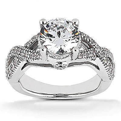 1.87 Carats Genuine Diamond Engagement Ring Twisted Shank Round Cut