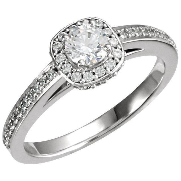 1.89 Carat Round Genuine Diamond Solitaire With Accents Halo Ring