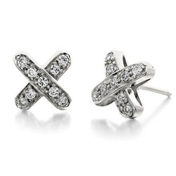 1.8 Ct Genuine Round Diamond Cross Stud Earring 14K White Gold