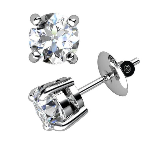 1.90 Carats Stud Real Diamond Fine Earring Gold 14K