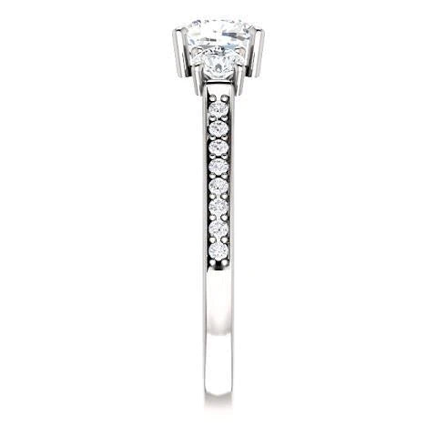 1.90 Ct 3 Stone Cushion Genuine Diamond Engagement Ring Band