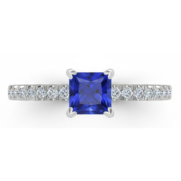 1.90 Ct Sri Lanka Blue Sapphire Natural Earth Mined Diamond ( Not Lab Grown )  Engagement Ring White Gold 14K