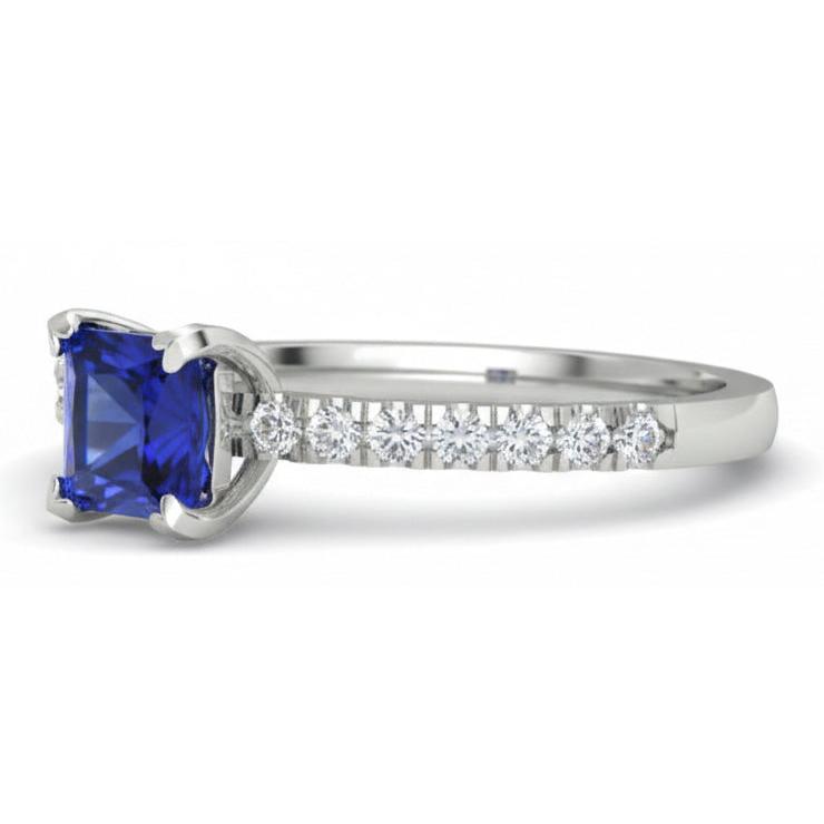 1.90 Ct Sri Lanka Blue Sapphire Natural Earth Mined Diamond ( Not Lab Grown )  Engagement Ring White Gold 14K