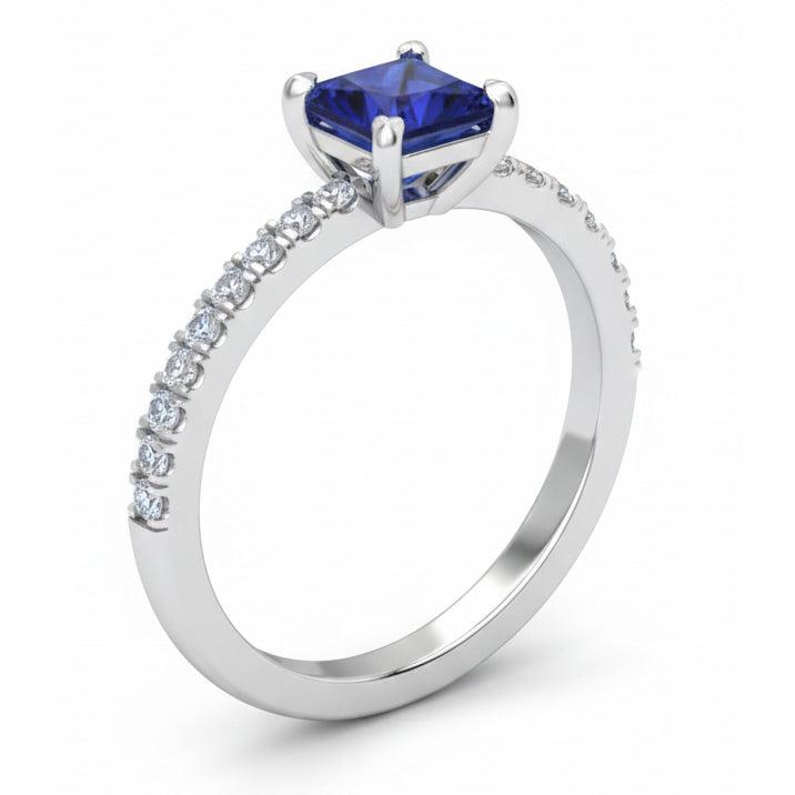 1.90 Ct Sri Lanka Blue Sapphire Natural Earth Mined Diamond ( Not Lab Grown )  Engagement Ring White Gold 14K