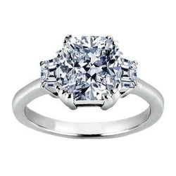 1.91 Carat Real Cushion Natural Earth Mined Diamond Three 3 Stone Ring Gold New