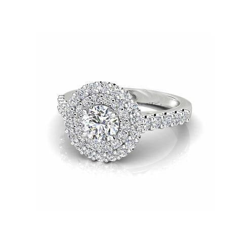 1.95 Carats Natural Round Halo Diamond Wedding Ring