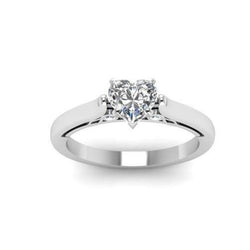 1.95 Ct. Real Heart and Round Natural Earth Mined Diamond Anniversary Ring White Gold 14K