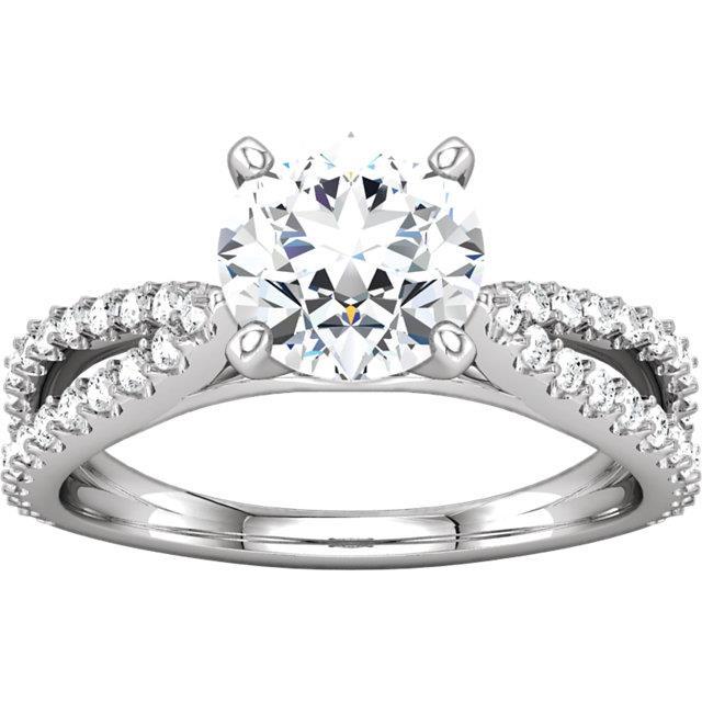 1.97 Ct Round Real Diamonds Accented Ring Split Shank Women Jewelry